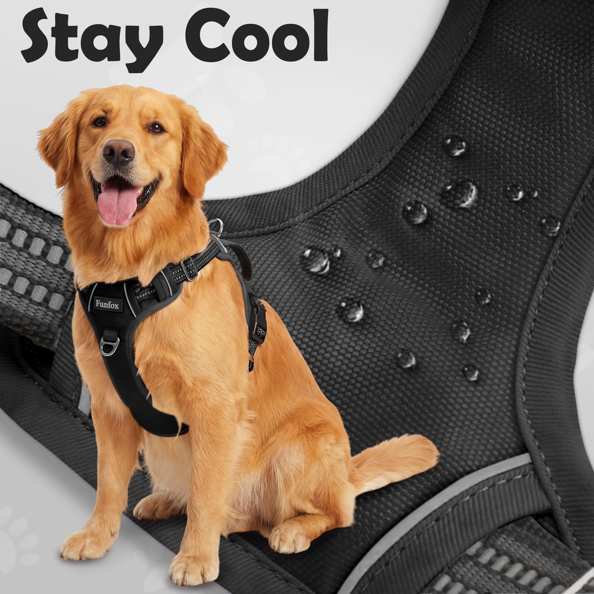 Funfox dog harness shown with its ergonomic vertical control handle.