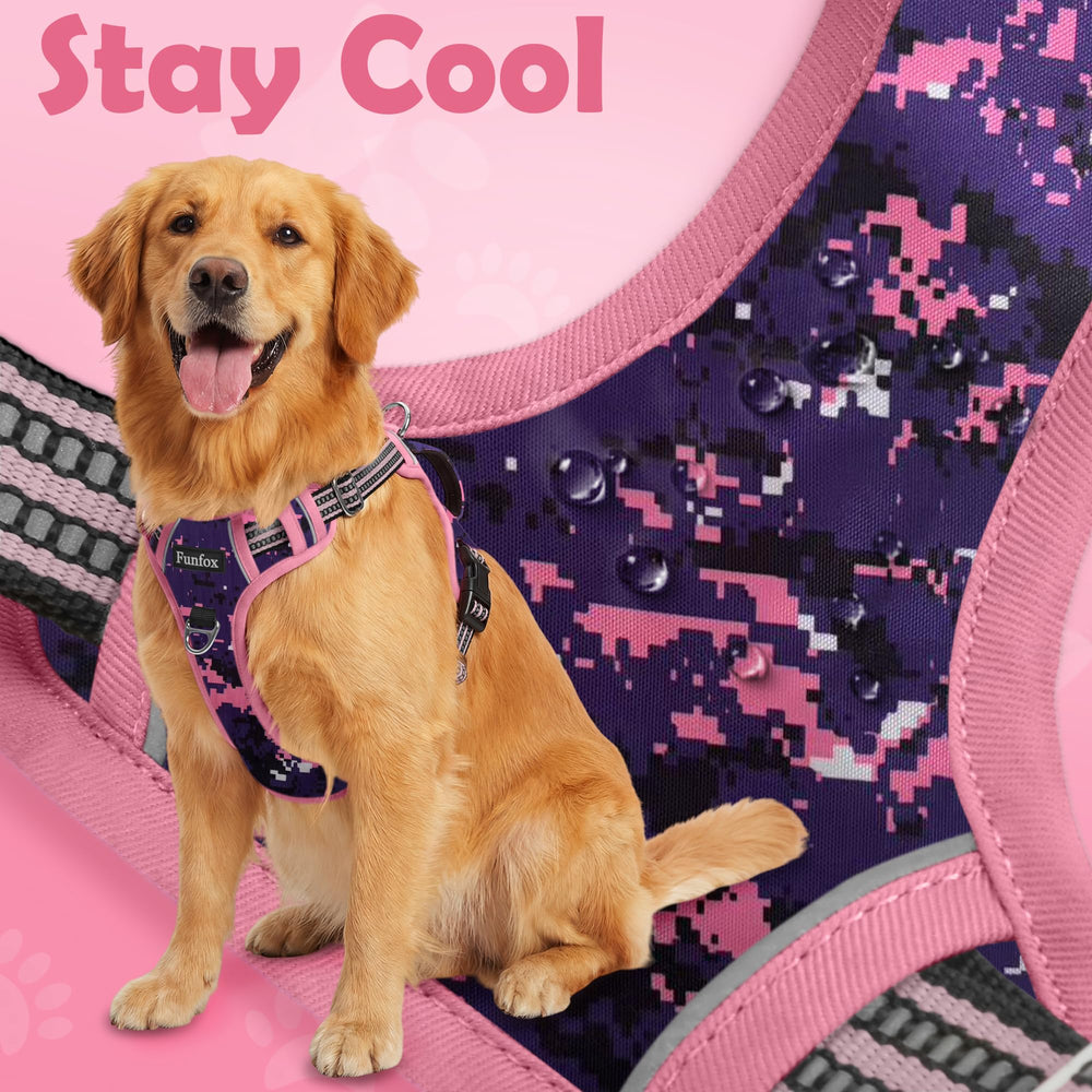 Funfox dog harness ergonomic vertical handle offers a handhold for closer control.