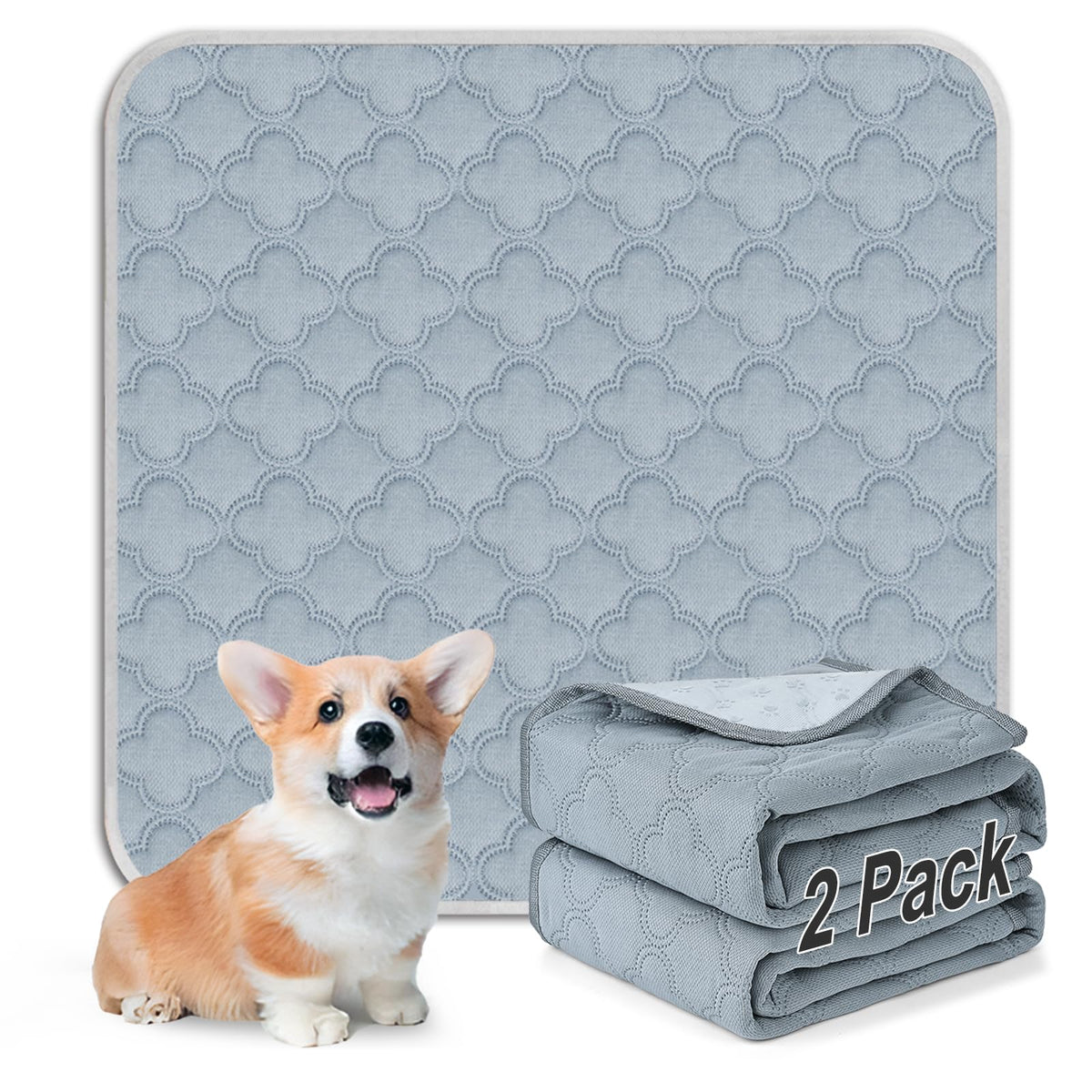 FunFurry washable pee pads shown from the front in light grey.