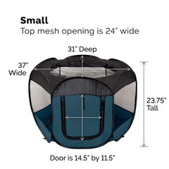 Furhaven pet playpen close-up showing its open mesh panels.