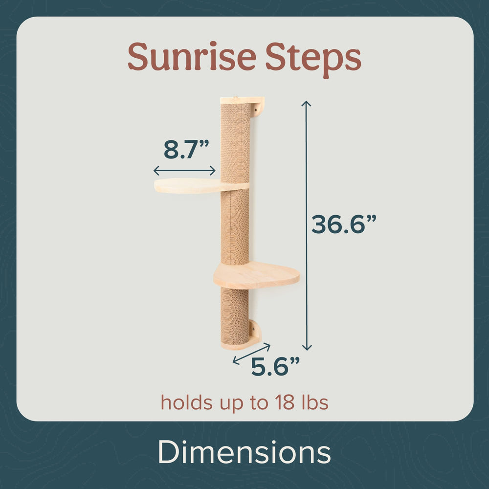 Furhaven Sunrise Steps cat wall system viewed from the side.