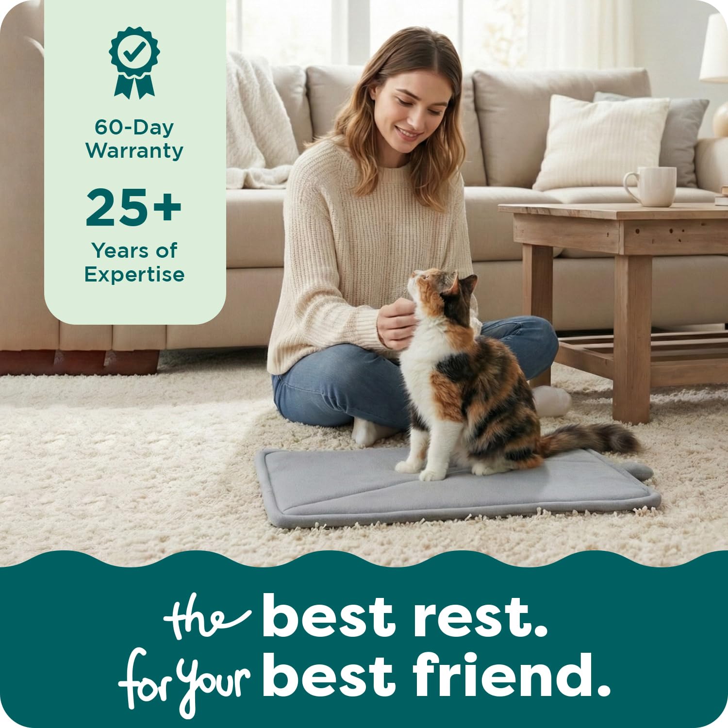 Furhaven ThermaNAP cat mat care view highlighting its machine-washable design.