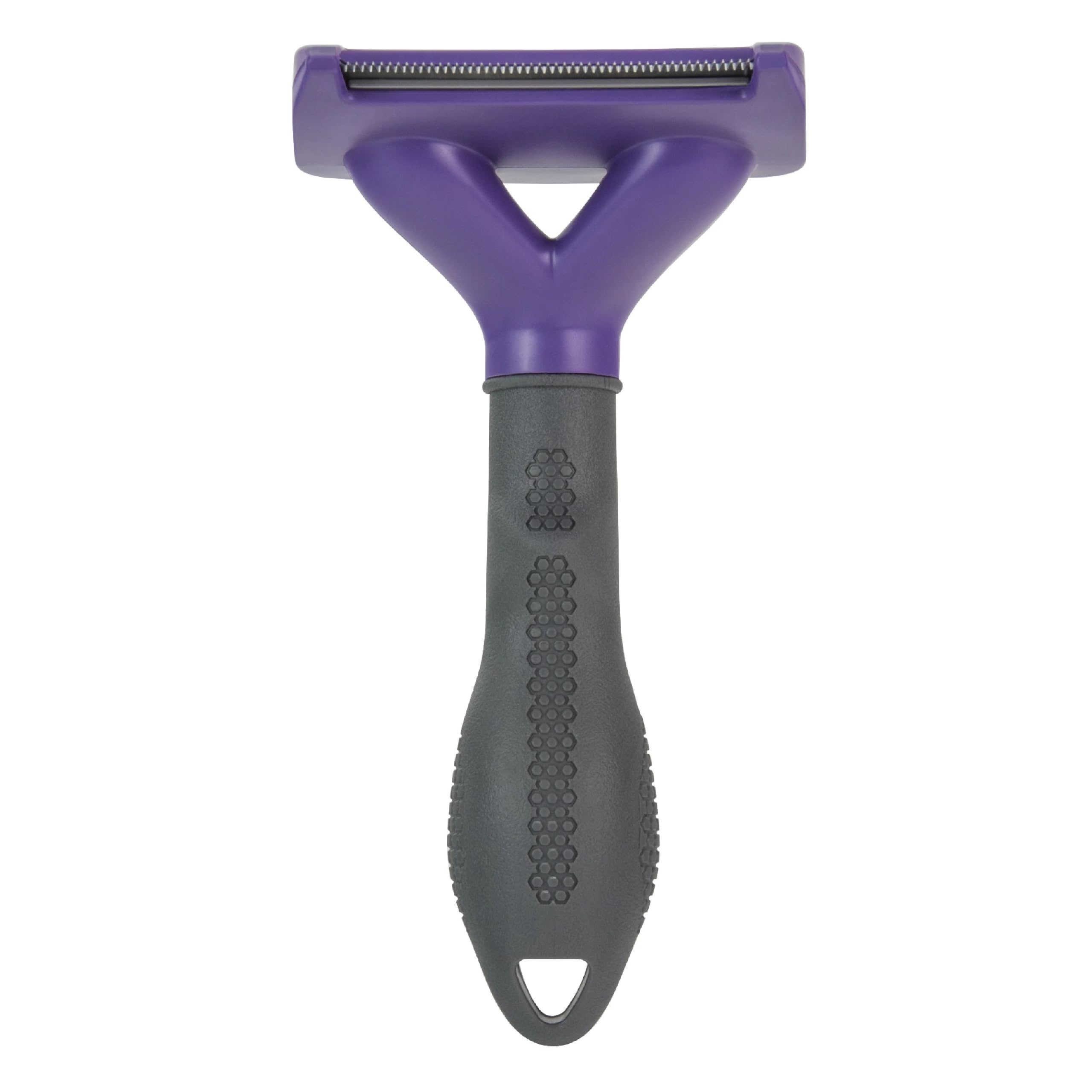 FURminator cat deShedding tool close-up of the FURejector button.