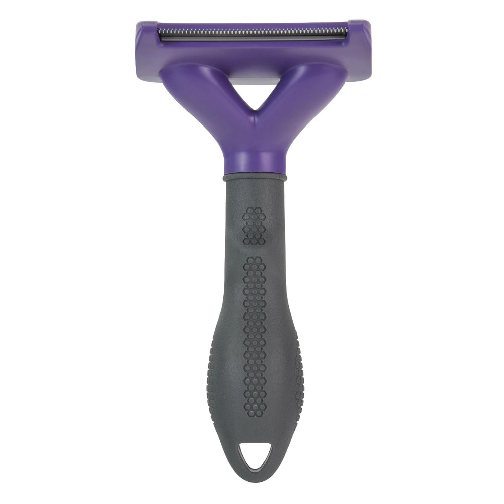 FURminator cat deShedding tool close-up of the FURejector button.