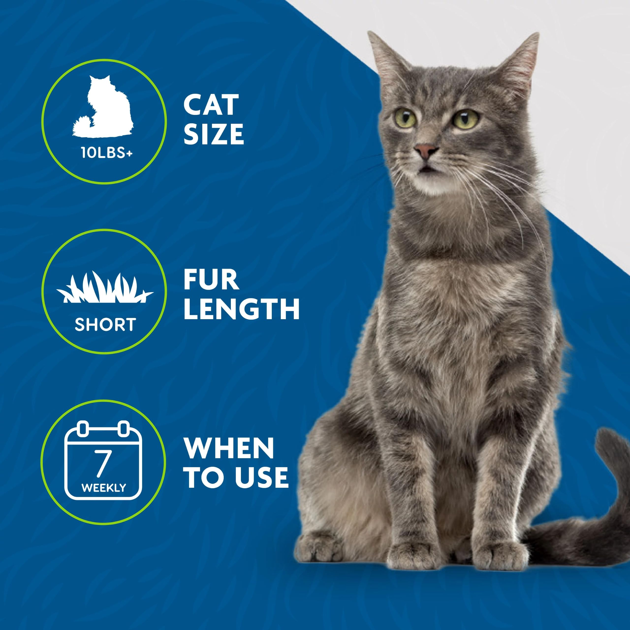 FURminator cat deShedding tool shown grooming a short-haired cat.