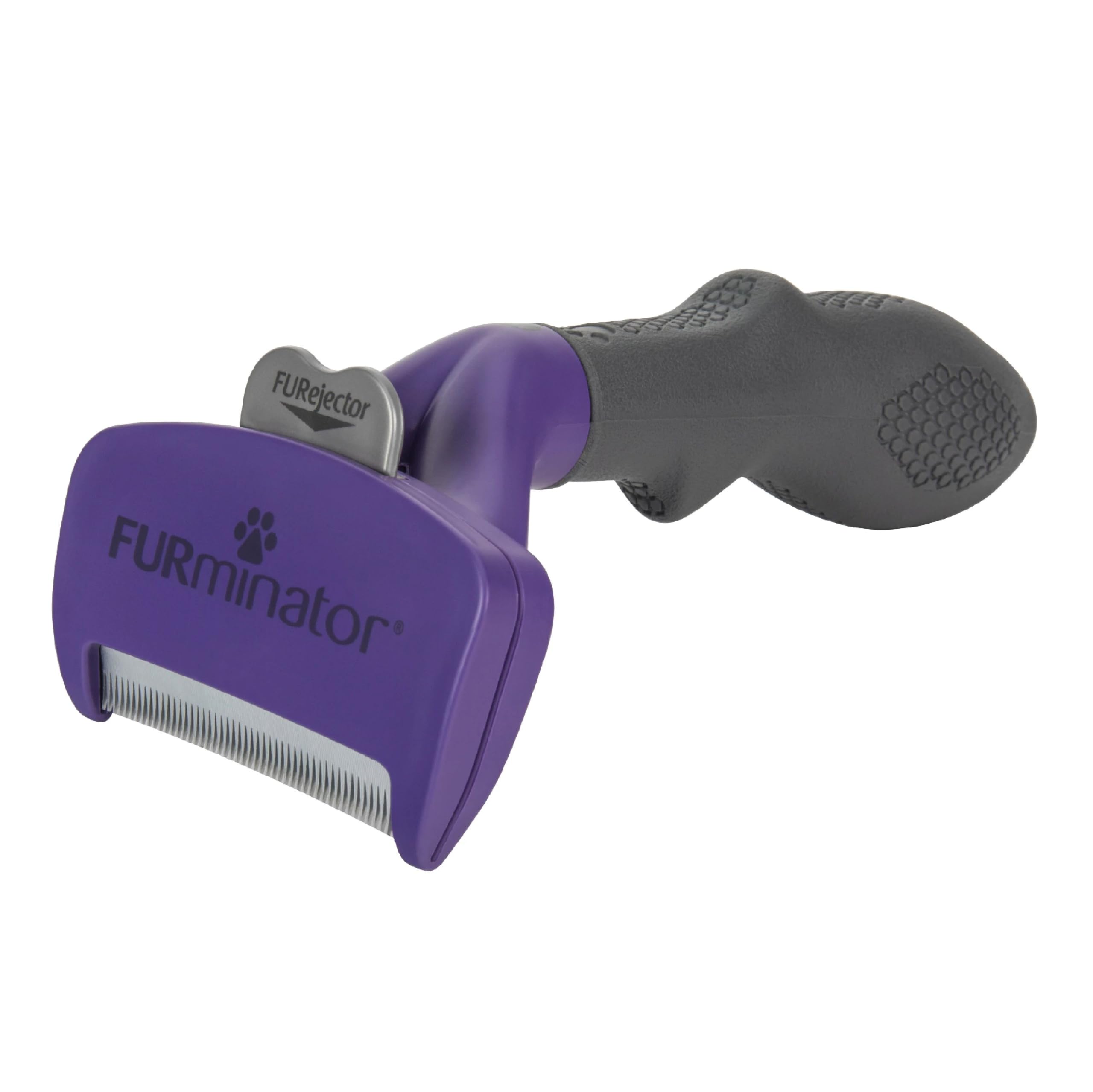FURminator cat deShedding tool close-up of the stainless steel edge.