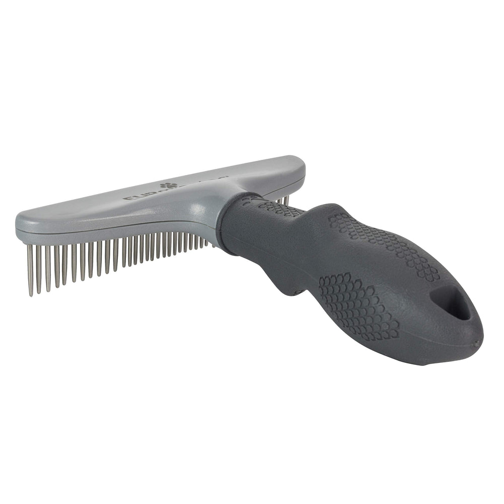FURminator Grooming Rake brushing through a thick double coat.
