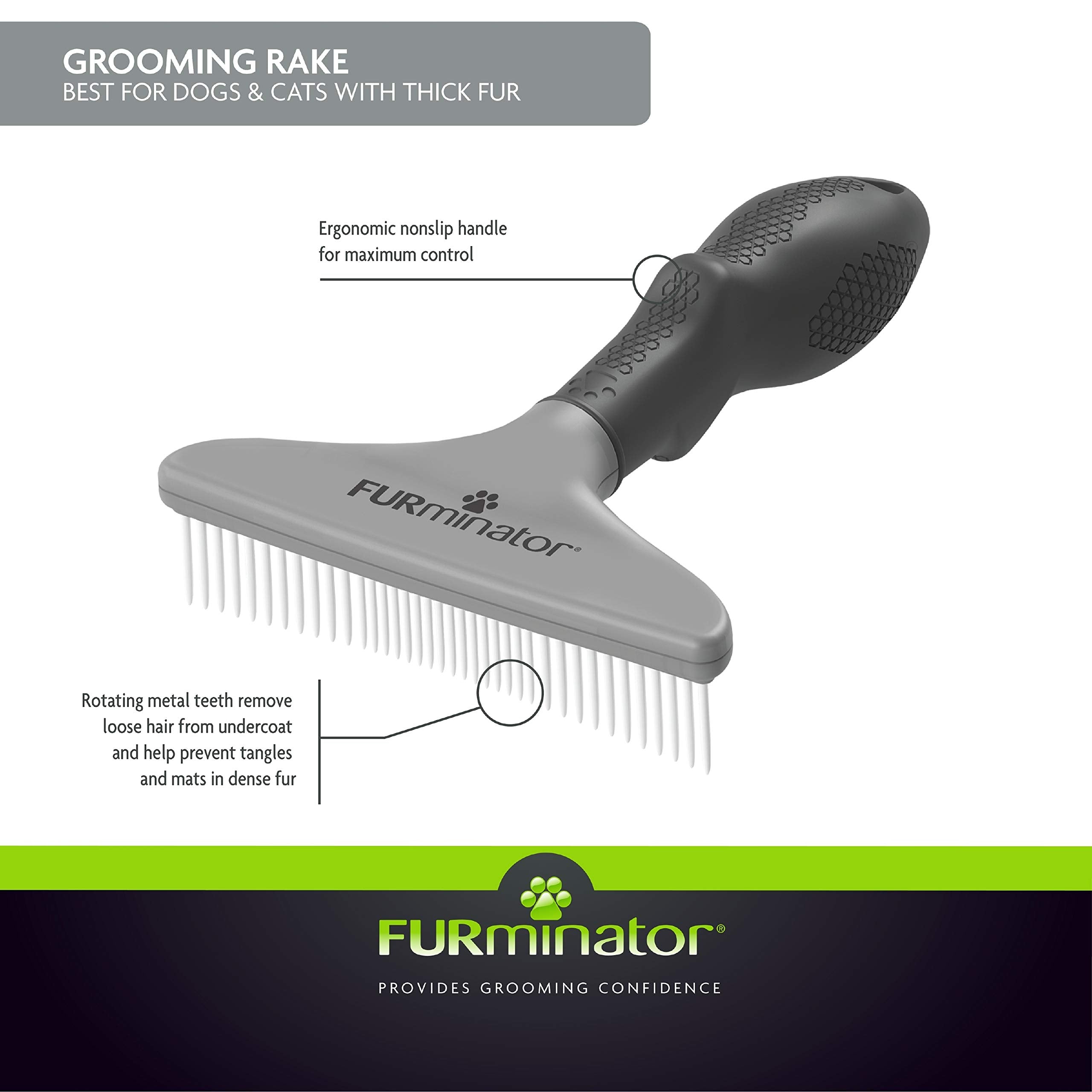 FURminator Grooming Rake used for undercoat brushing.