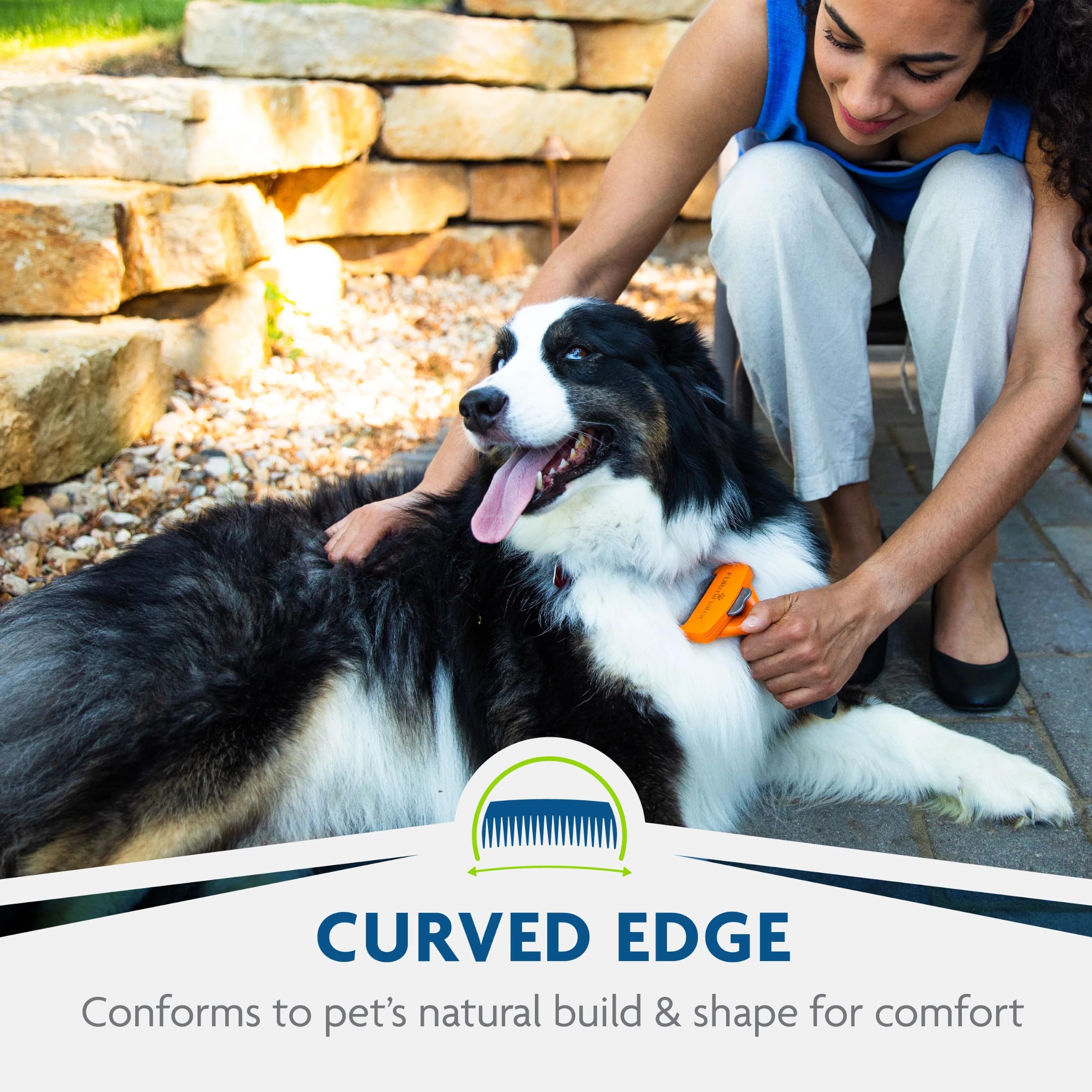 FURminator Medium Dog Undercoat deShedding Tool skin guard shown in detail.