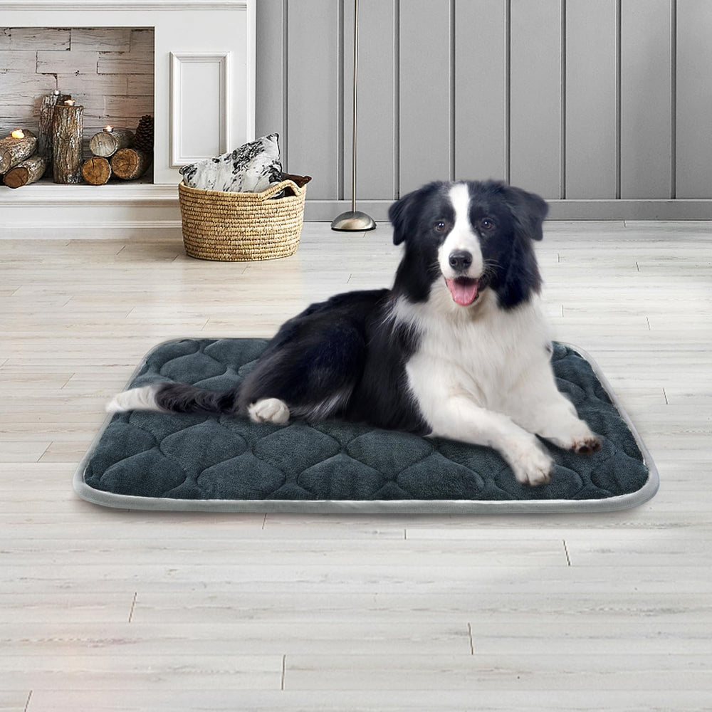 furrybaby Dog Bed Mat placed inside a dog crate.