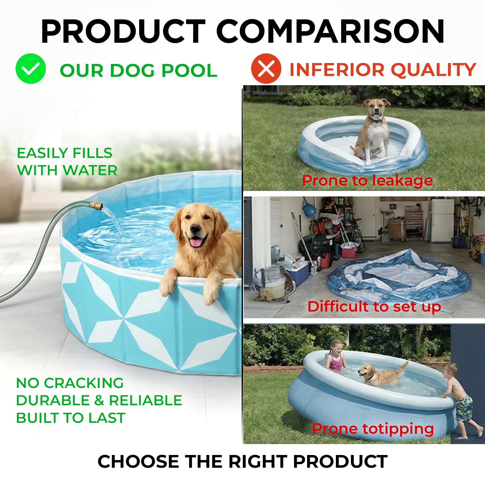 furrybaby Dog Pool close-up of the built-in side drain valve.