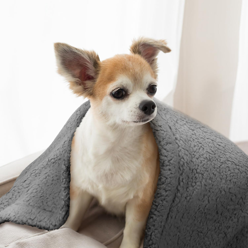 The furrybaby Pet Blanket placed on a pet bed for a cozy resting spot.