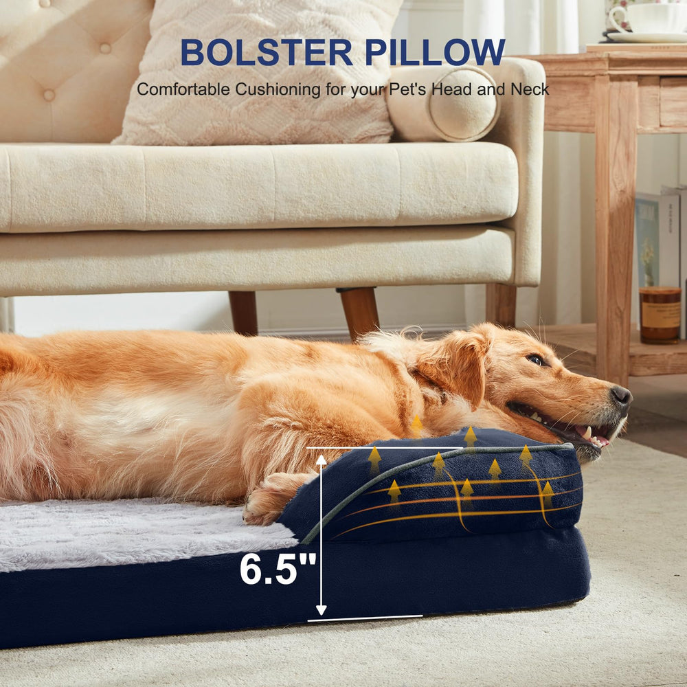 FURTIME Orthopedic Dog Bed showing the C-shaped chaise design.