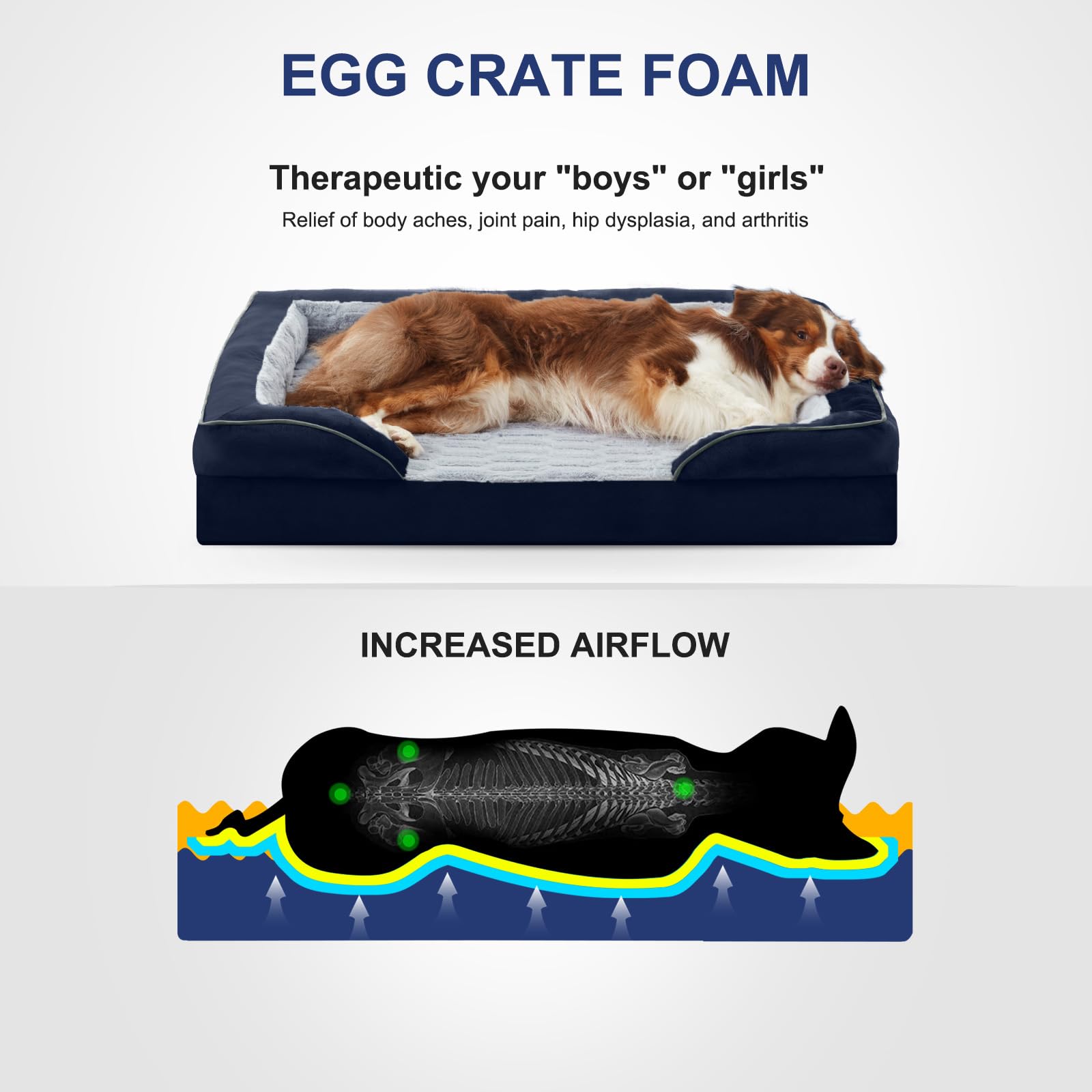 FURTIME Orthopedic Dog Bed with a close-up view of the egg foam.