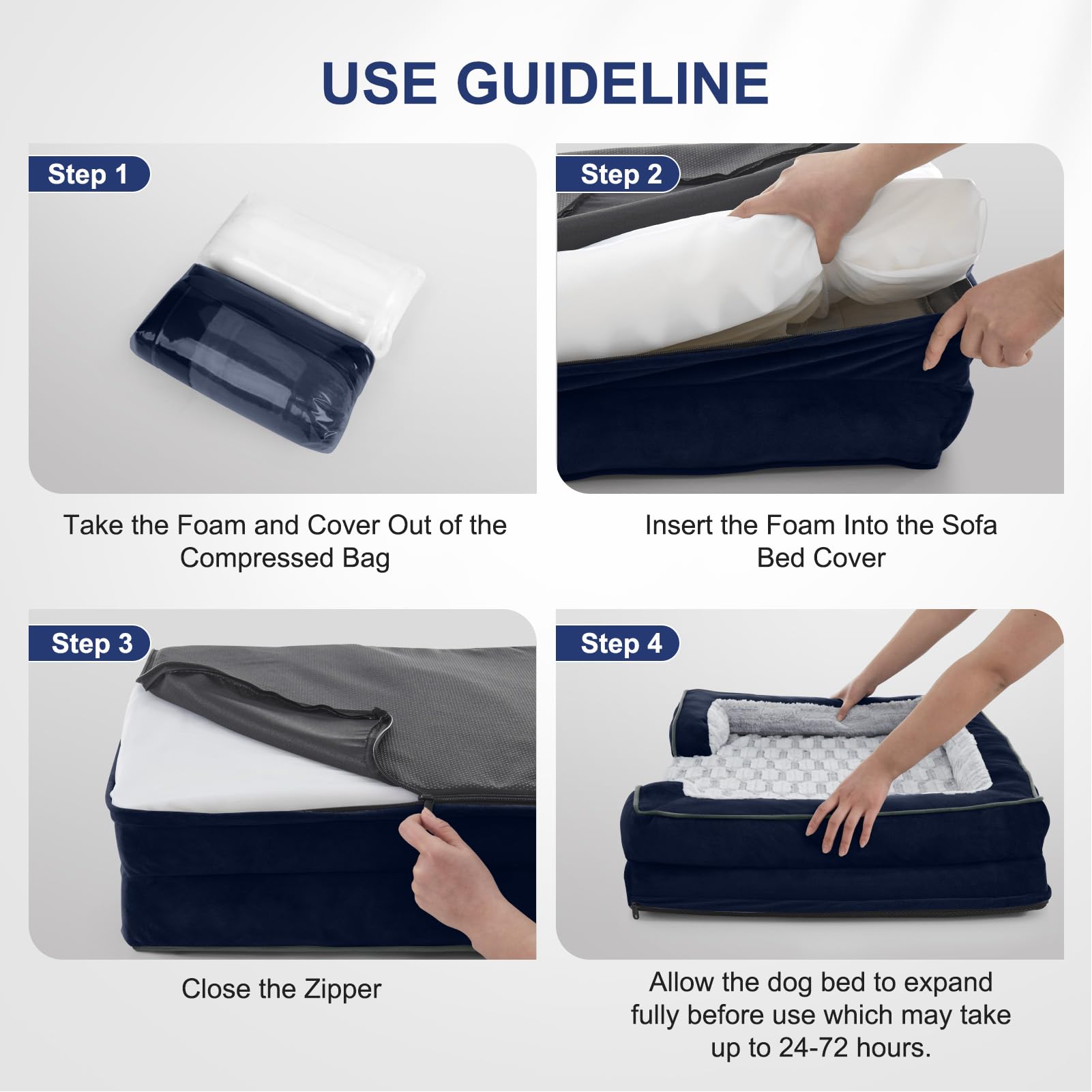 FURTIME Orthopedic Dog Bed showing the waterproof inner lining.