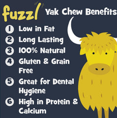 Three Fuzzl Yak Cheese Chews displayed together from the pack.