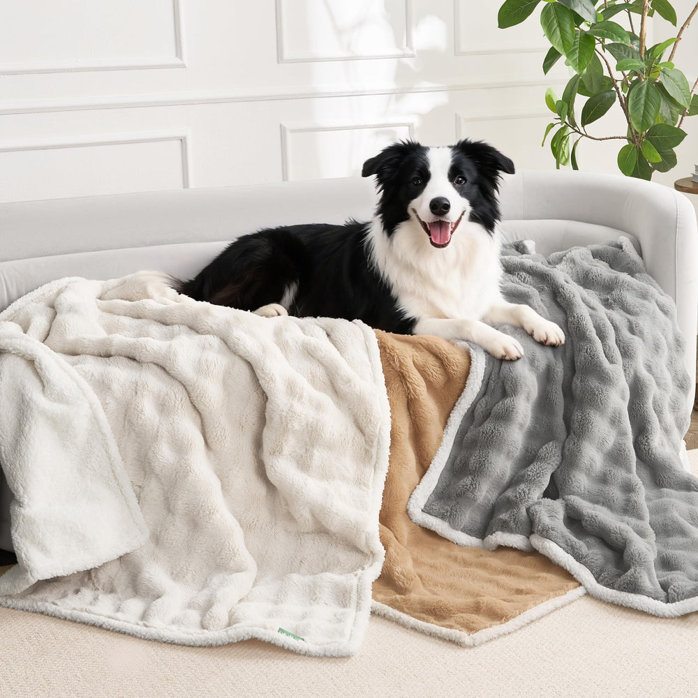 FWERDG dog blanket close-up showing its bubble-pattern faux-fur texture.