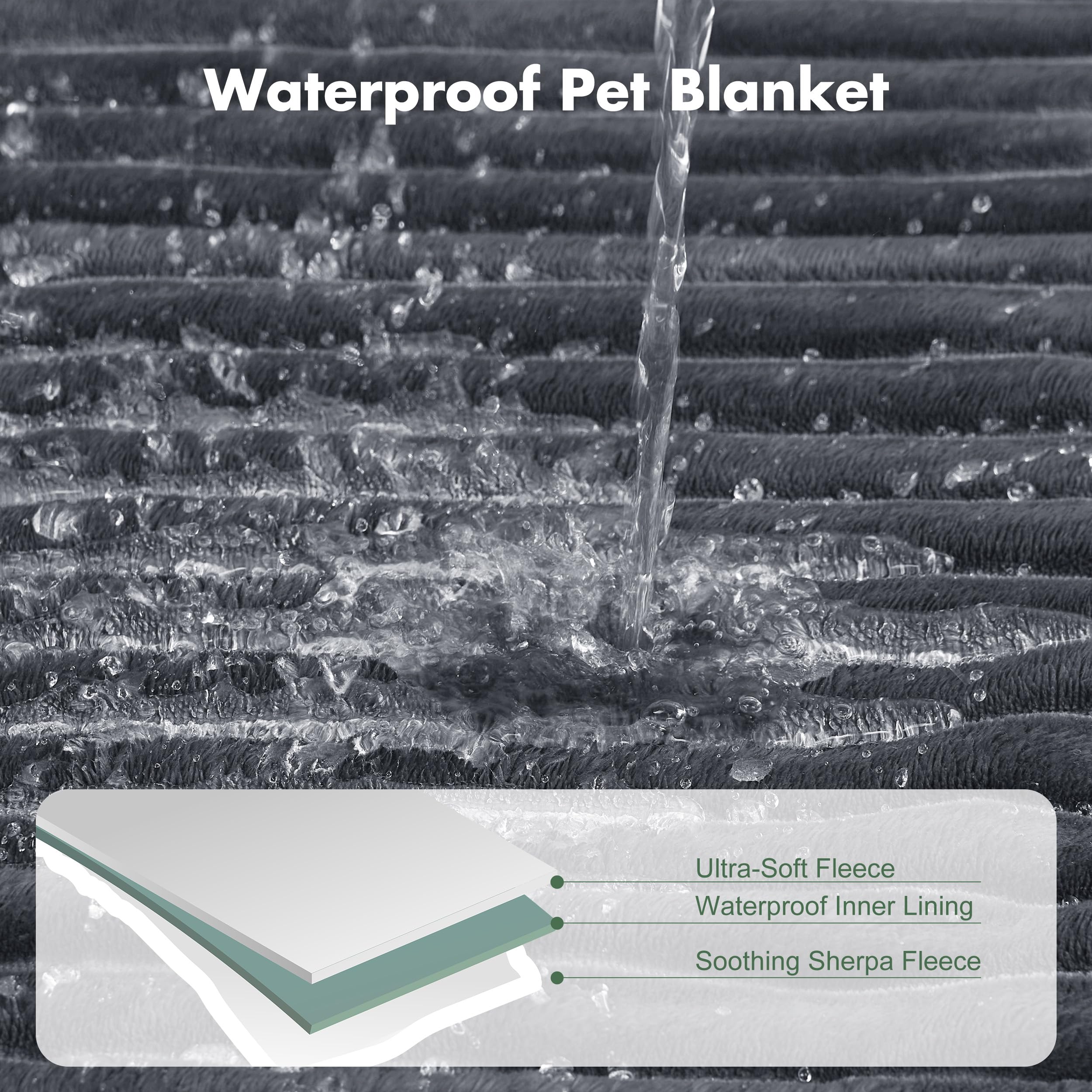 FWERDG Waterproof Dog Blanket showing its soft sherpa side.
