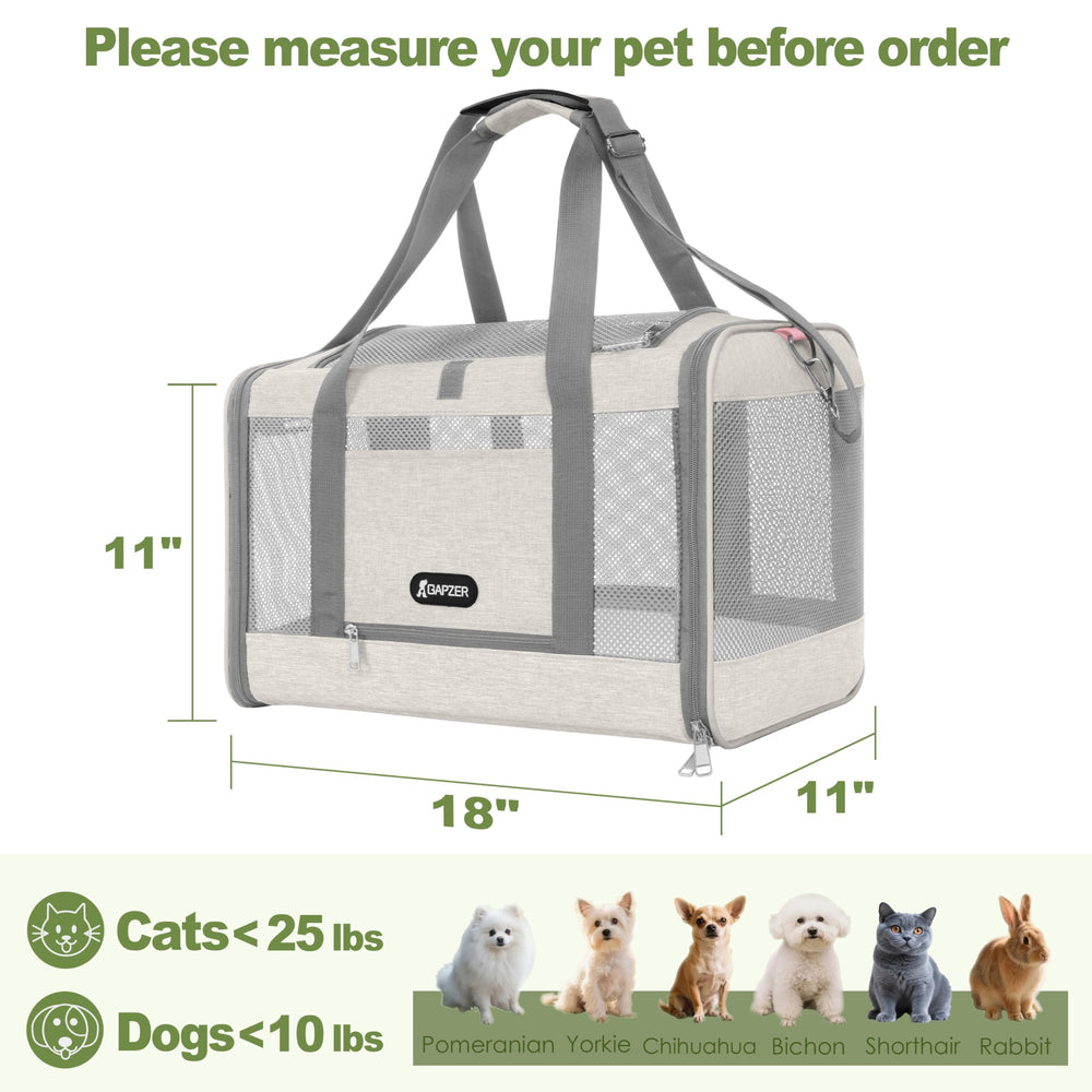 GAPZER cat carrier shown with its wide top opening visible.