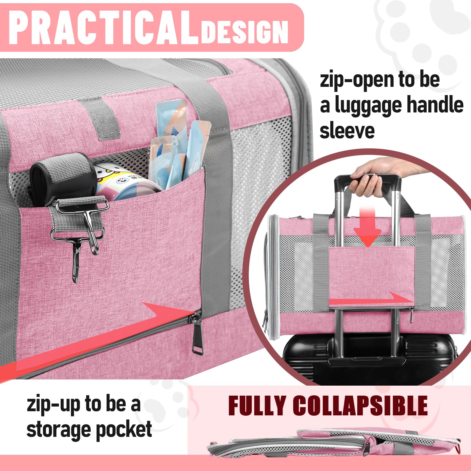 GAPZER large cat carrier folded flat for compact storage between trips.