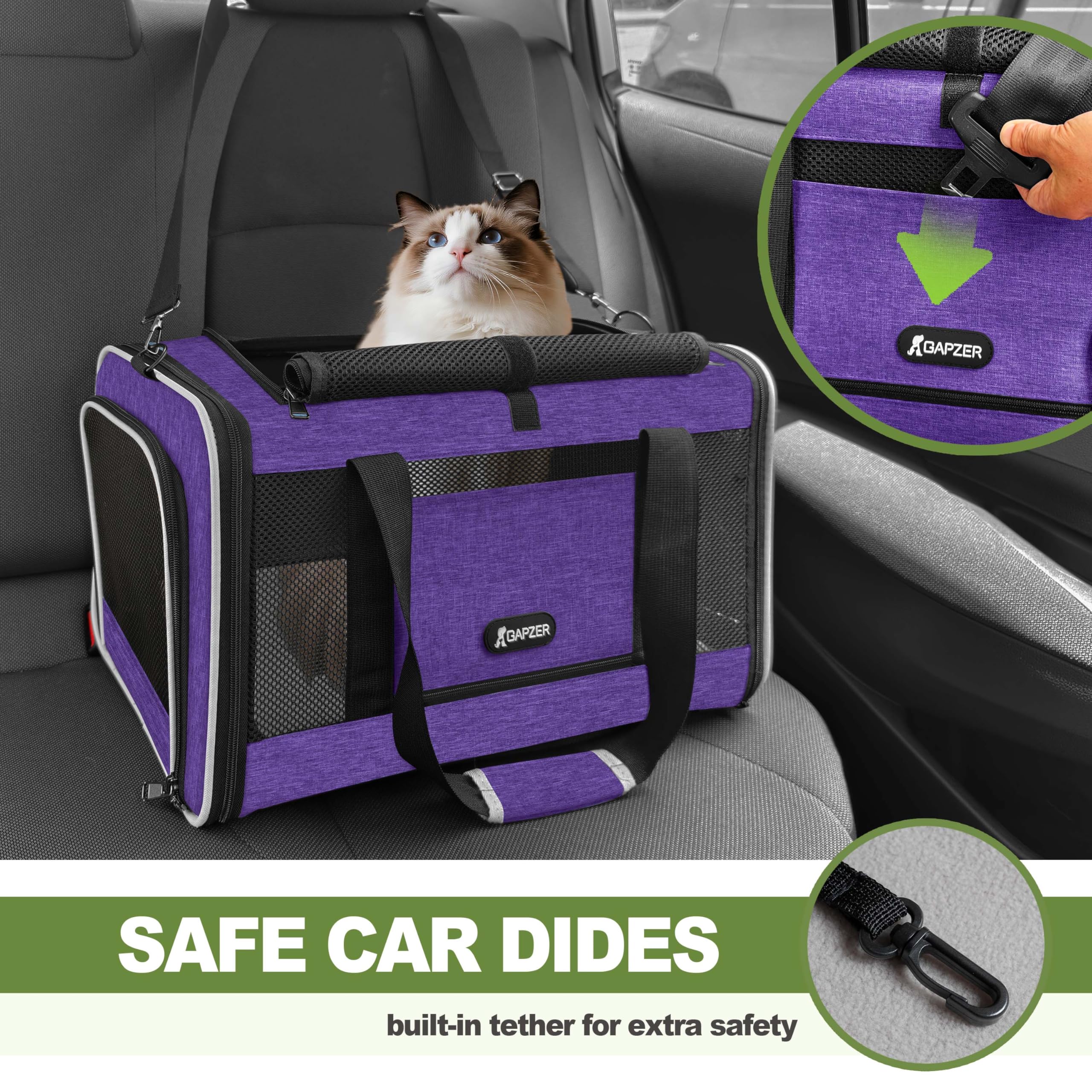 GAPZER pet carrier with its reversible cushion visible.