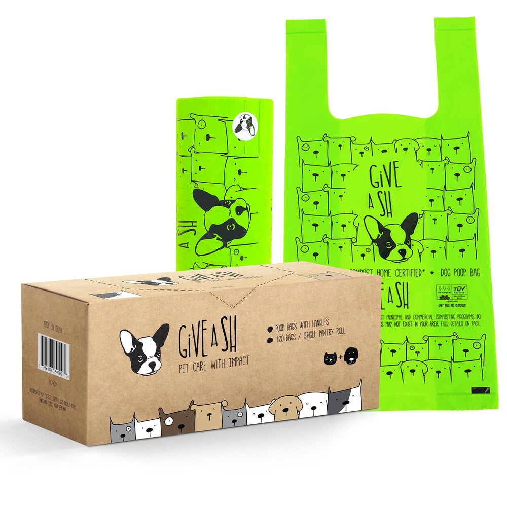 G.A.S dog poop bags shown with their paper dispensing box.