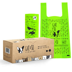 G.A.S dog poop bags shown with their paper dispensing box.