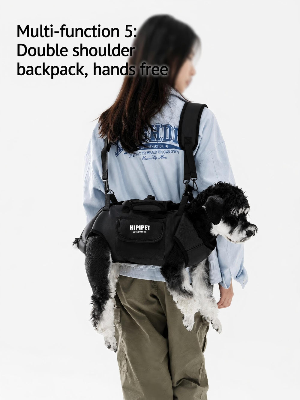Generic Dog Lift Assist Sling shown in its portable backpack carrier function.
