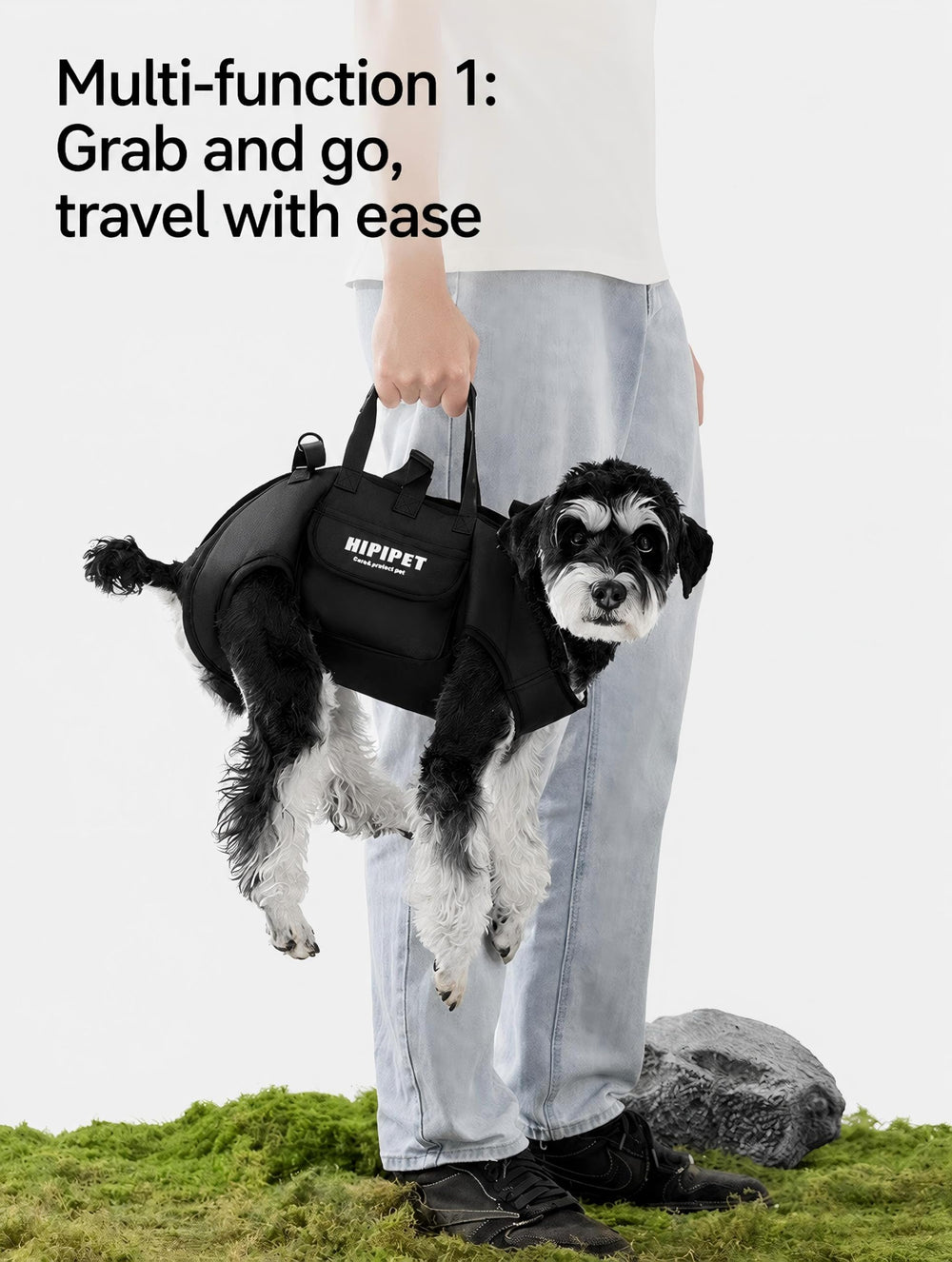 Generic Dog Lift Assist Sling assisting a pet getting into a vehicle.