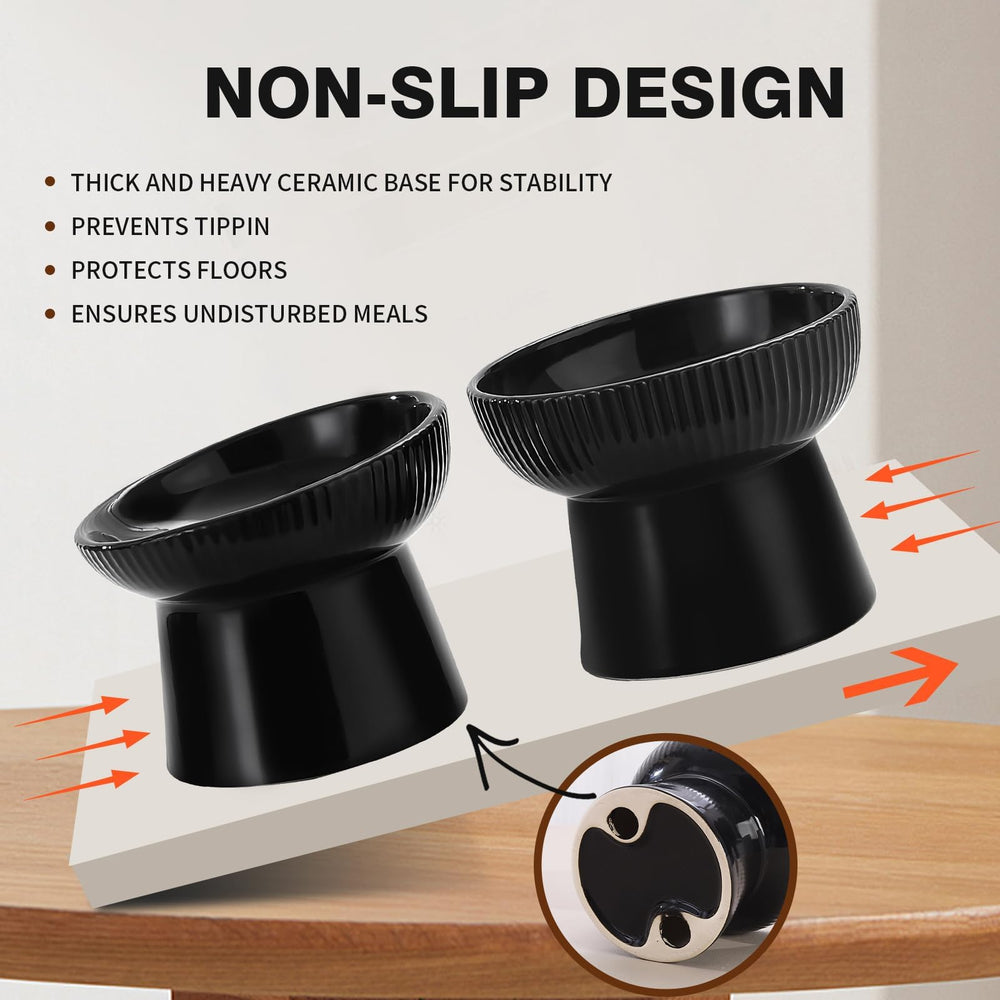Generic elevated cat bowl viewed from below to show its thick base.