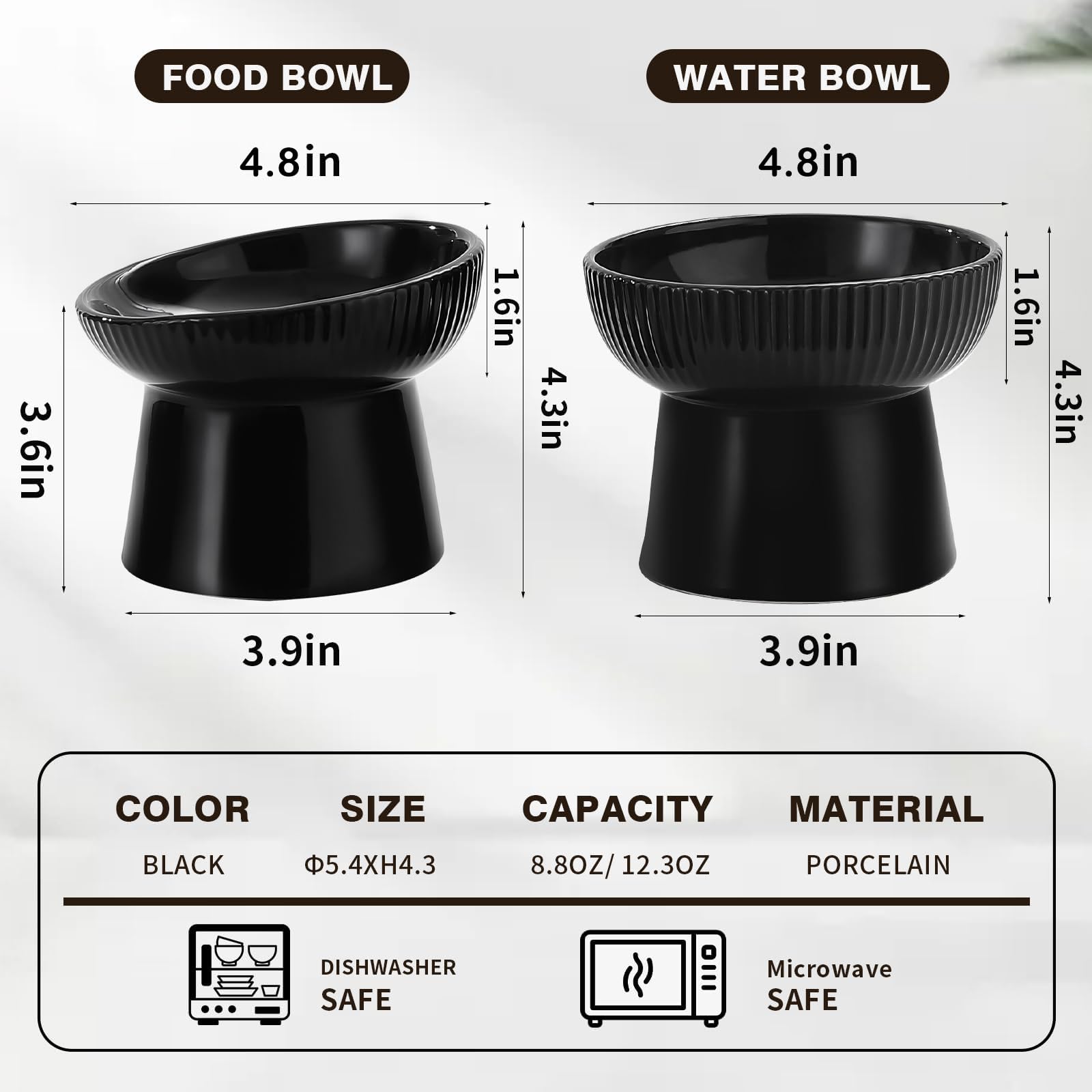 Generic elevated cat bowl detail showing the vertical stripe design.