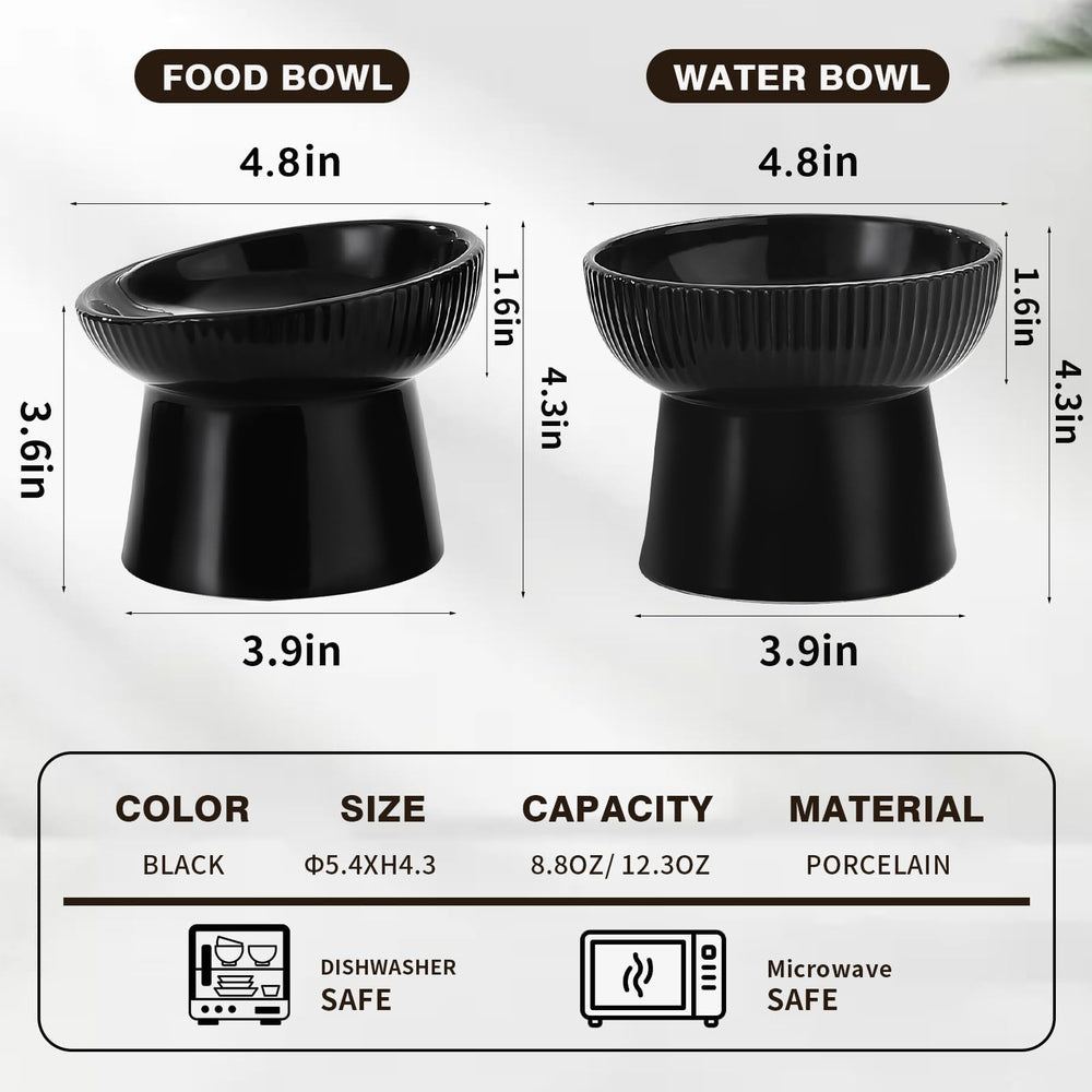 Generic elevated cat bowl detail showing the vertical stripe design.