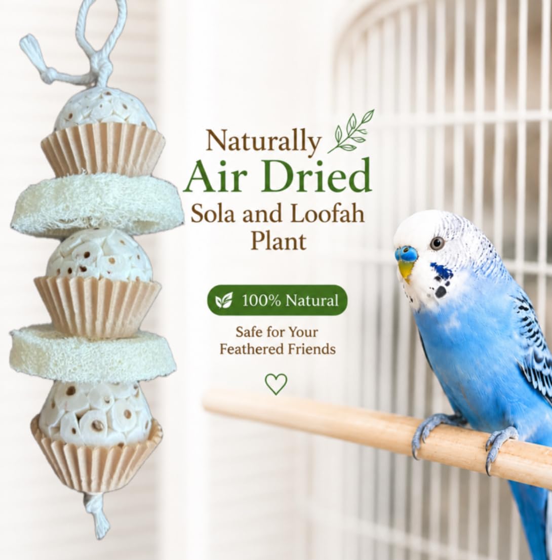 Generic natural bird toy showing its stacked, cupcake-inspired arrangement.