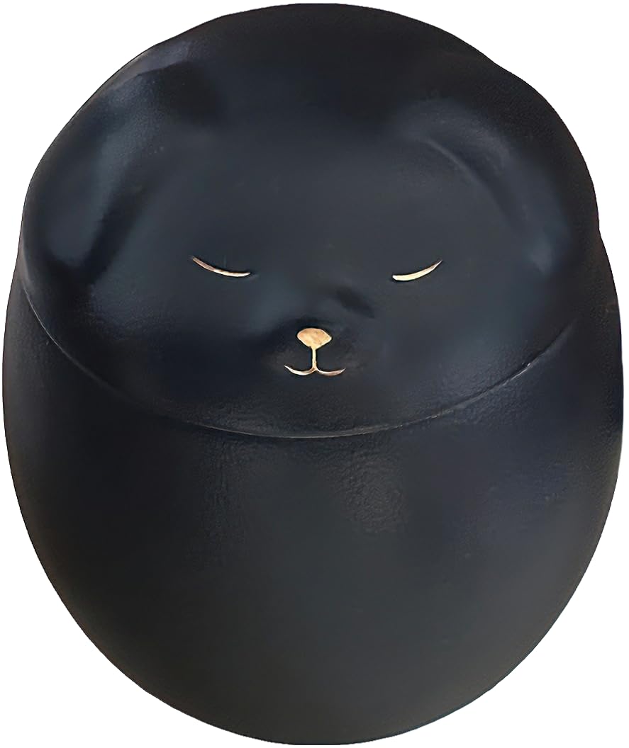 Generic small dog urn highlighting its black finish.