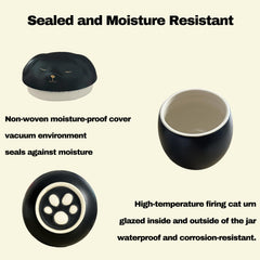Generic small dog urn with a close view of its ceramic surface.
