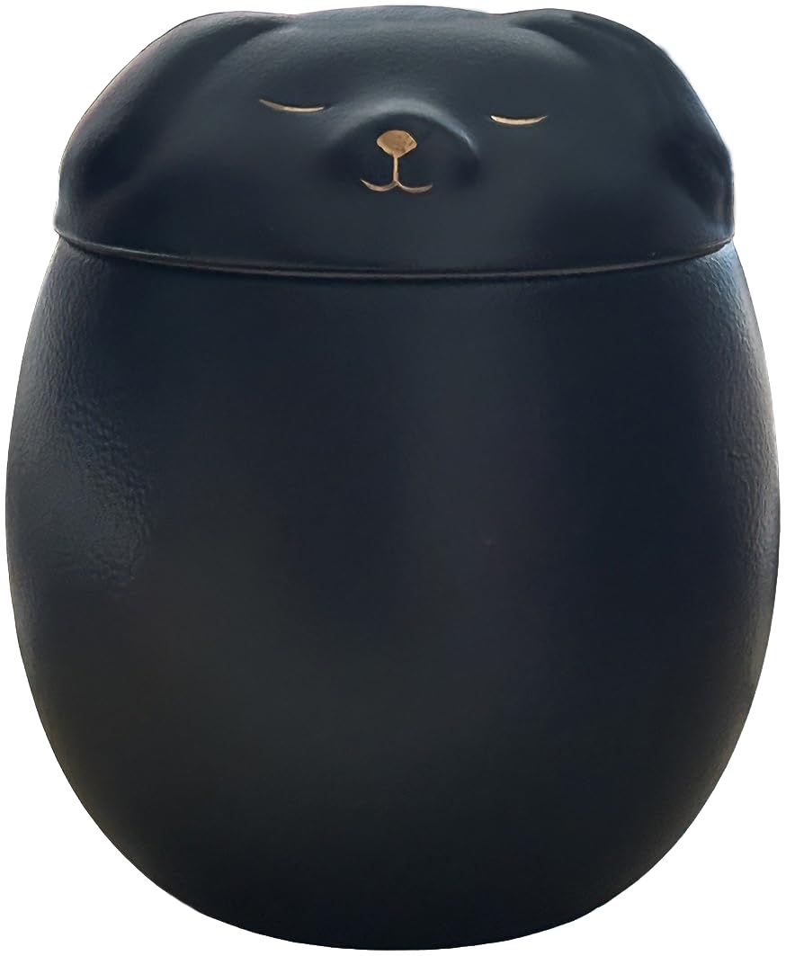 Generic small dog urn shown from the front in its black ceramic finish.