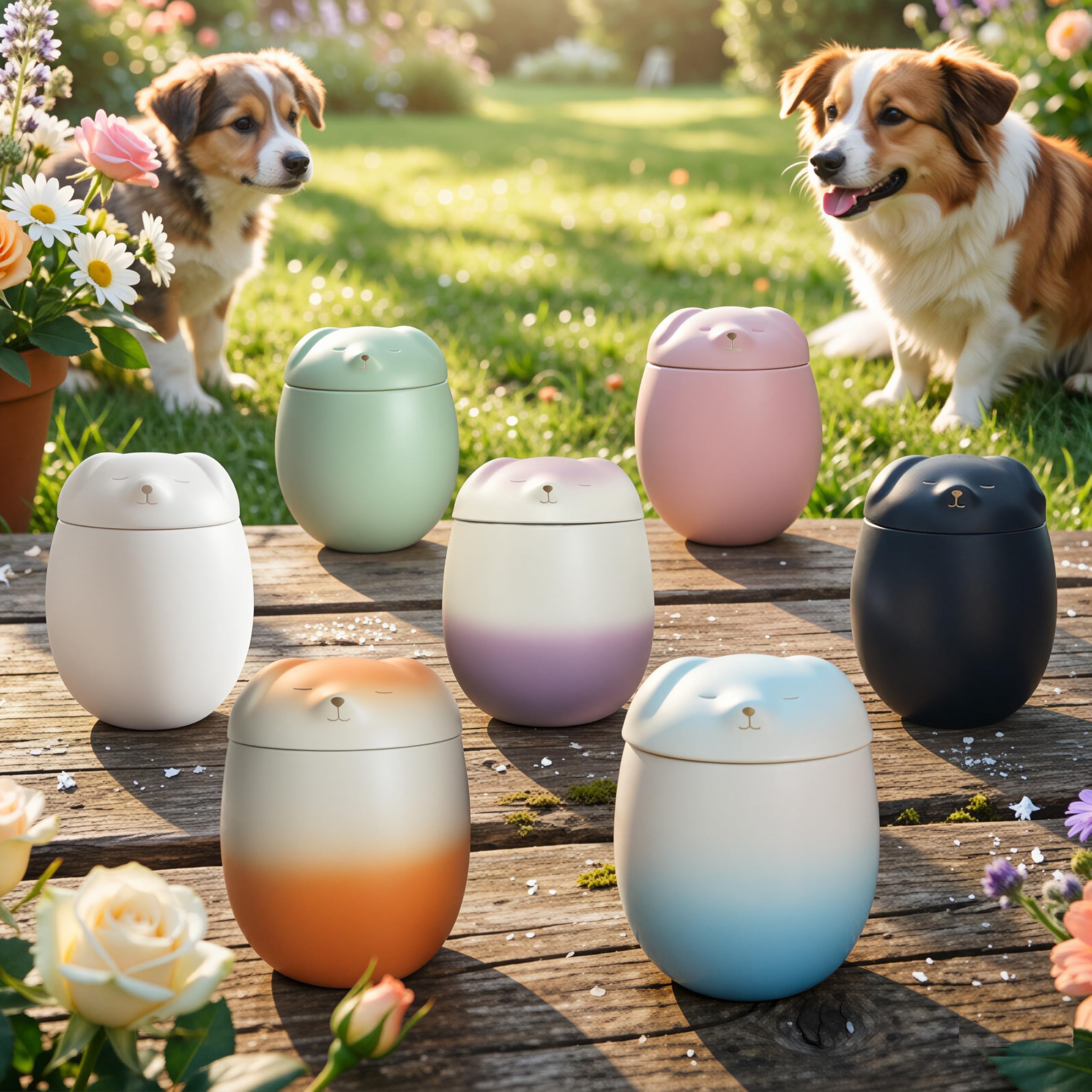 Generic small dog urn pictured with the included hair keepsake box.