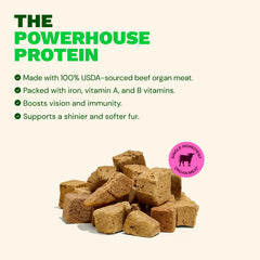 Get Joy beef liver dog treats with the ingredient panel in focus.