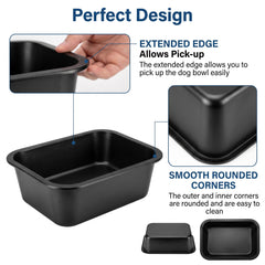 GIXSEGIE stainless steel dog bowl shown from a side angle to display its rectangular shape.
