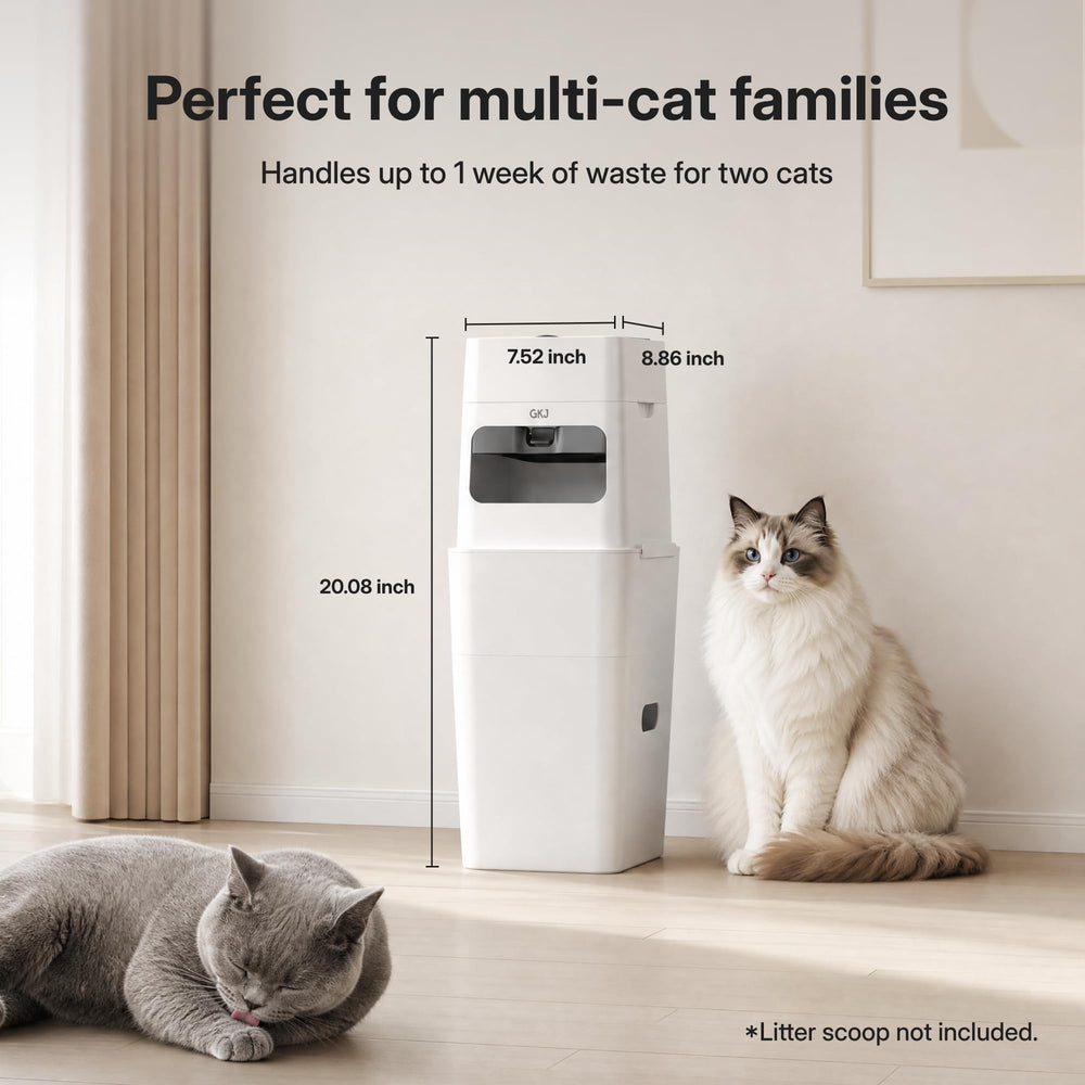 GKJ Plus cat litter trash can highlighting the bottom seal design.