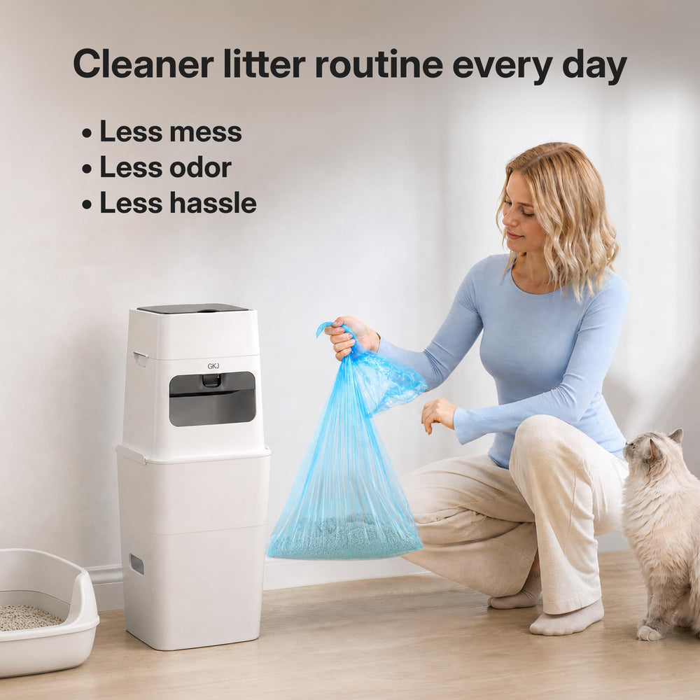 GKJ Plus cat litter trash can refill rolls included with the bin.