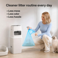 GKJ Plus cat litter trash can refill rolls included with the bin.