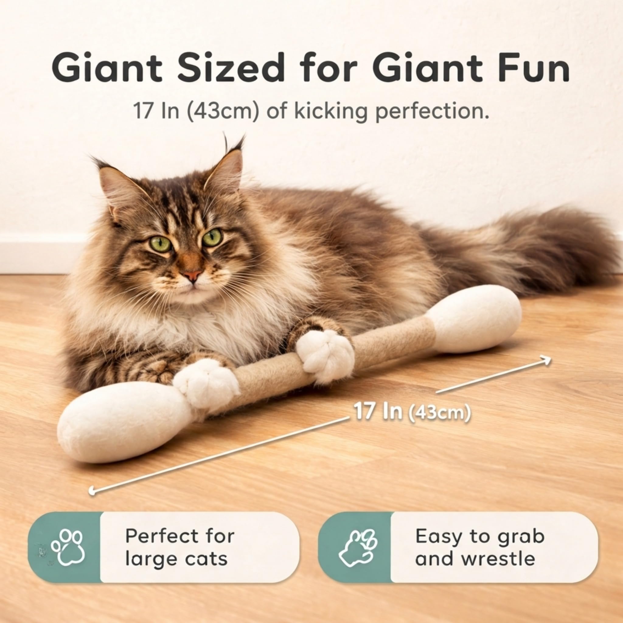 Glaciart One Giant Swab cat toy with its New Zealand wool texture in close-up.