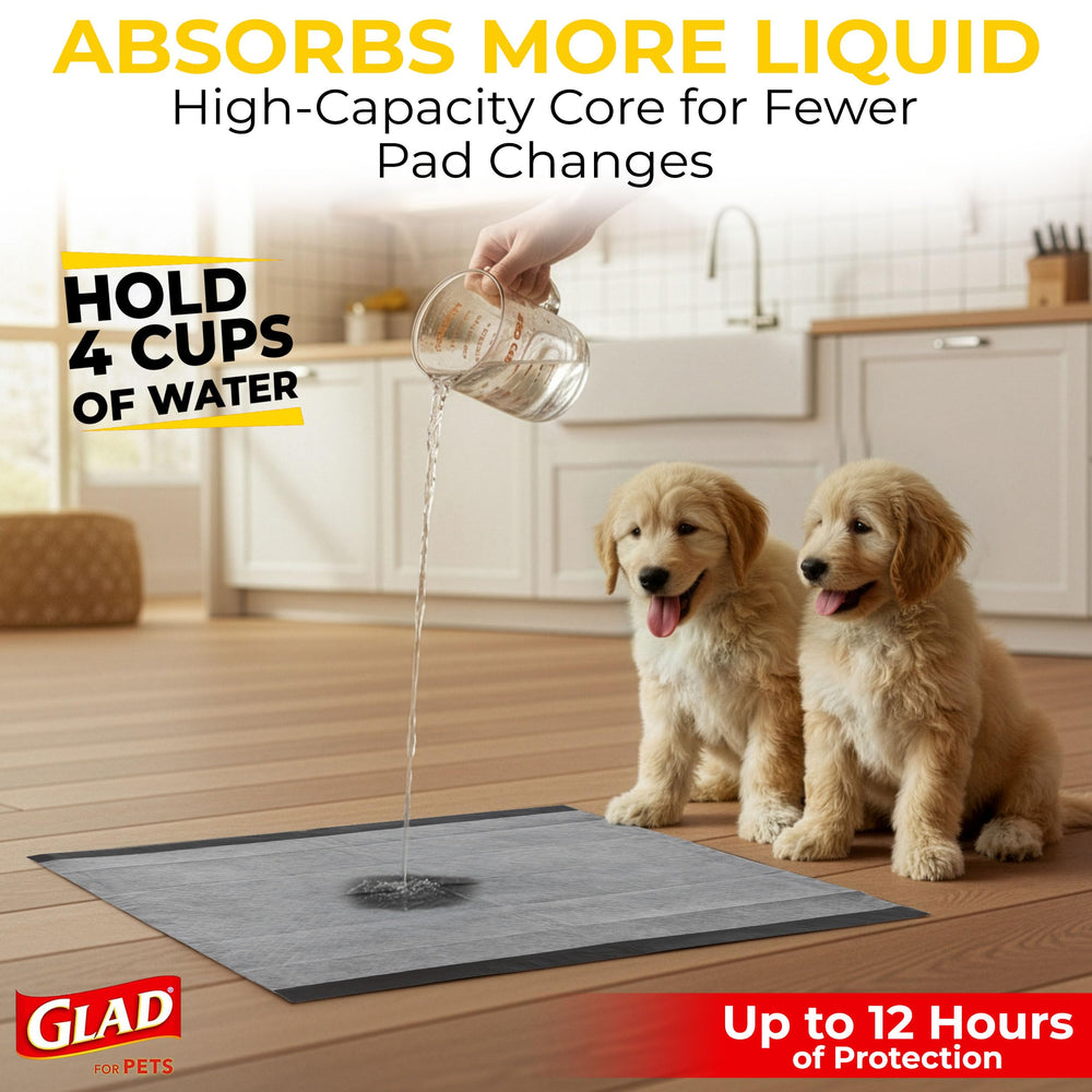 Glad for Pets puppy pad shown laid flat to display its overall shape.