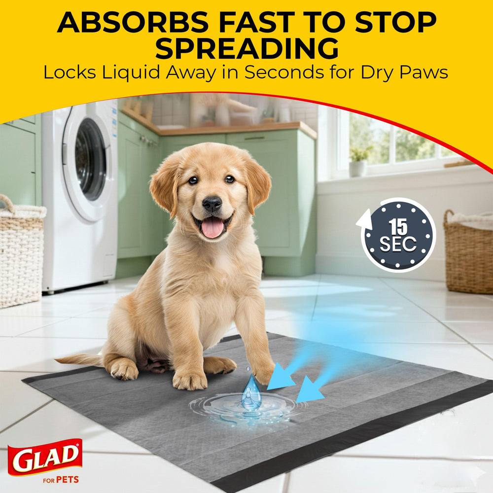 Glad for Pets puppy pad layer diagram showing its six-layer construction.
