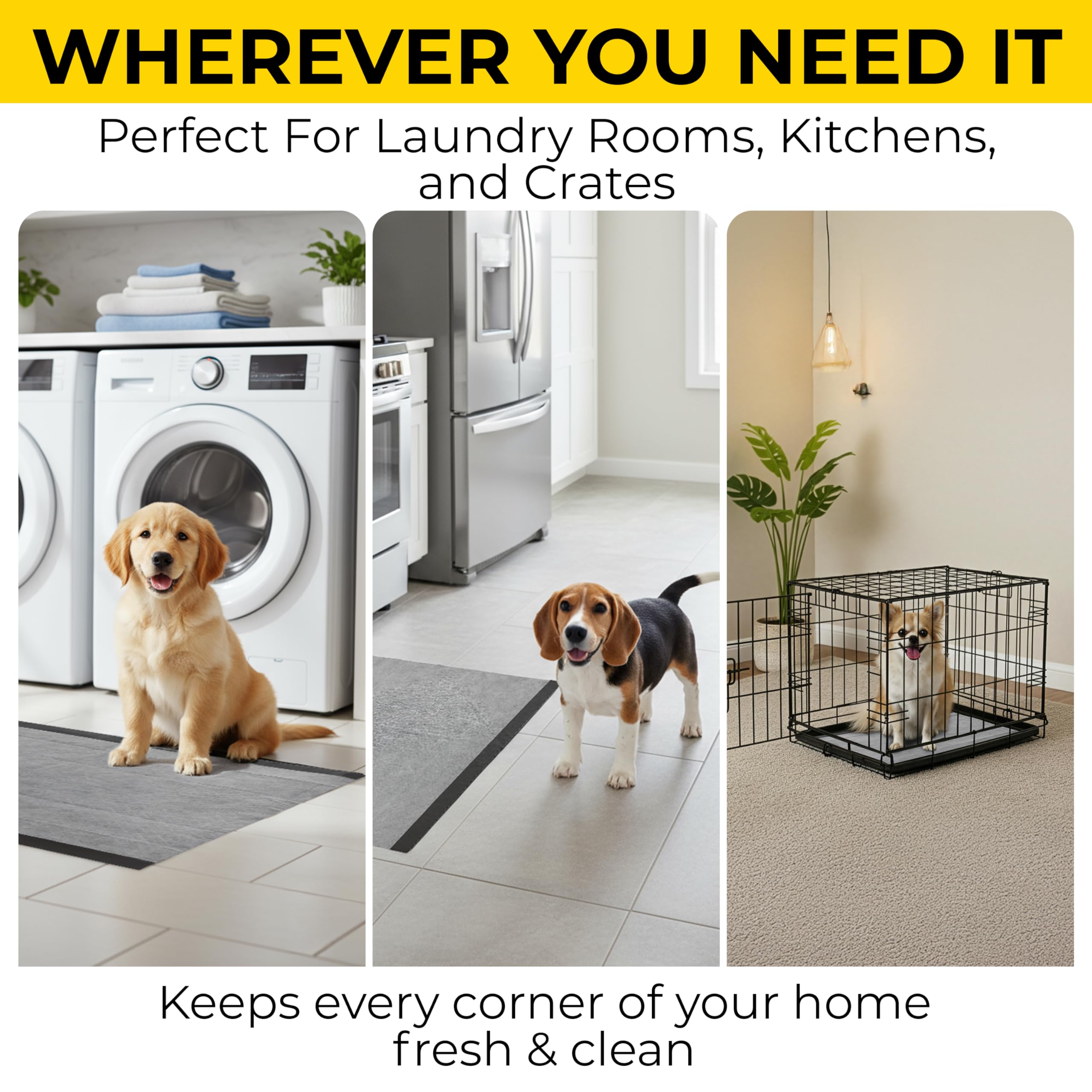 Glad for Pets puppy pad placed flat inside a pet pen.