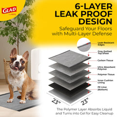 Glad for Pets puppy pad close-up showing the quilted top sheet.