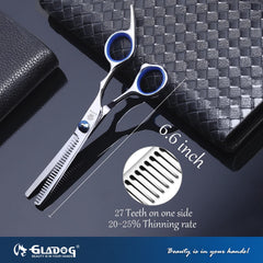 GLADOG dog grooming scissors showing the rounded tips for careful pet grooming.