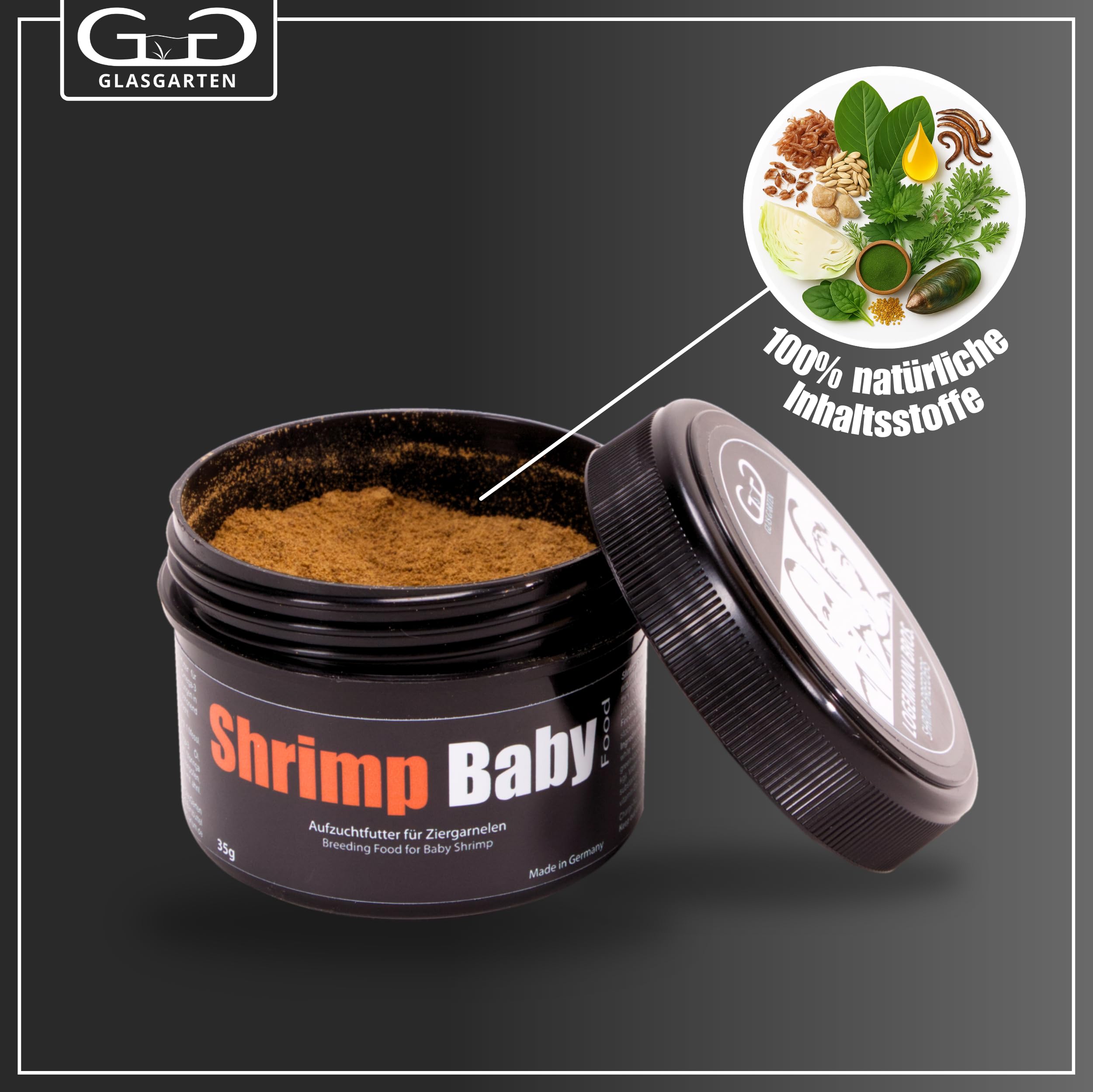 GlasGarten Shrimp Baby Food package shown from the back.