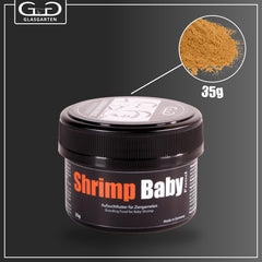 GlasGarten Shrimp Baby Food powder shown in close-up.